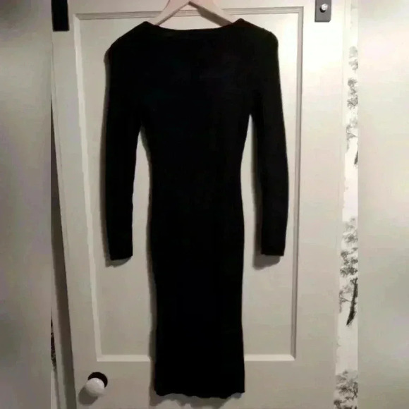 Love Always Black Ribbed Knit Sweater Bodycon dress | Long Sleeve | Size Large - Picture 2 of 7